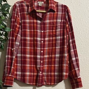 Lucky Brand Red and Orange Plaid Shirt